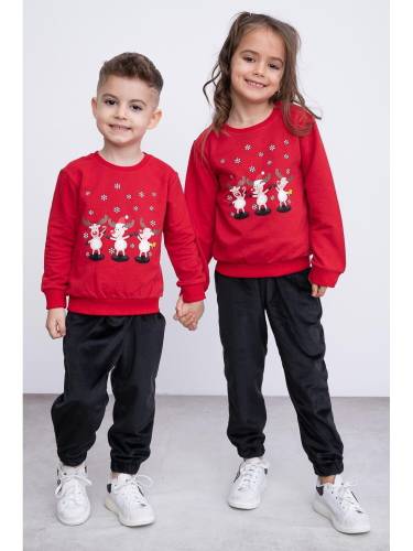 Bluza de Craciun Copii Rosu cu Maneca Lunga bumbac 5-6 Ani (105-110cm)