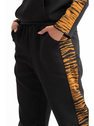 Pantaloni dama negru de trening cu insertie model tigru M (38)