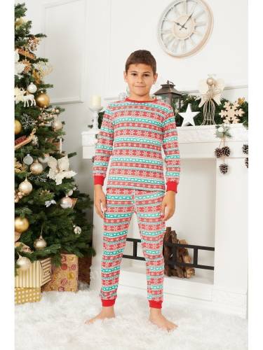 Pijama copil din bumbac model craciun love snowflake 6-7 Ani (111-116cm)